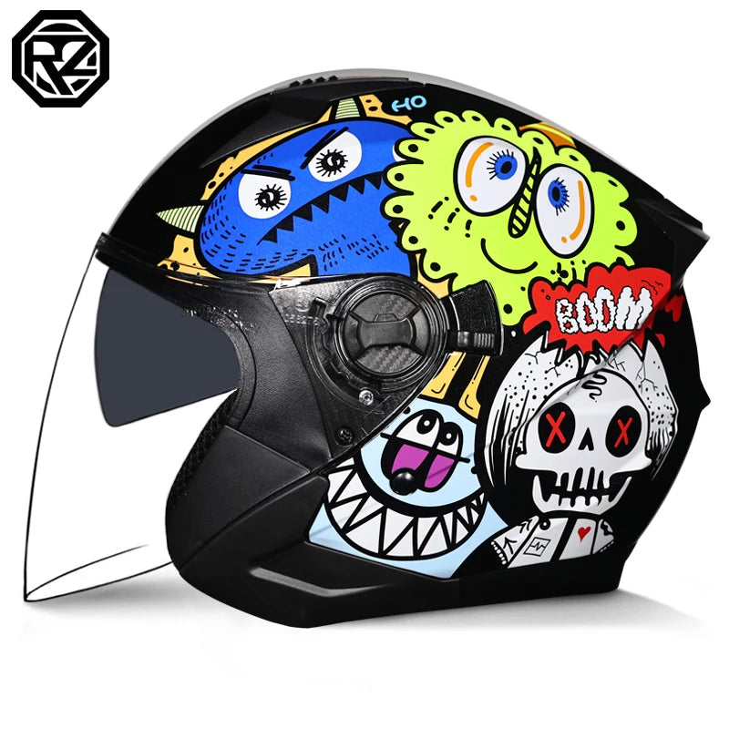 2025 Latest High Quality Motorcycle Helmet Half Covering Dual Lens Cascos para Motos Male Female Couple Capacetes de Moto