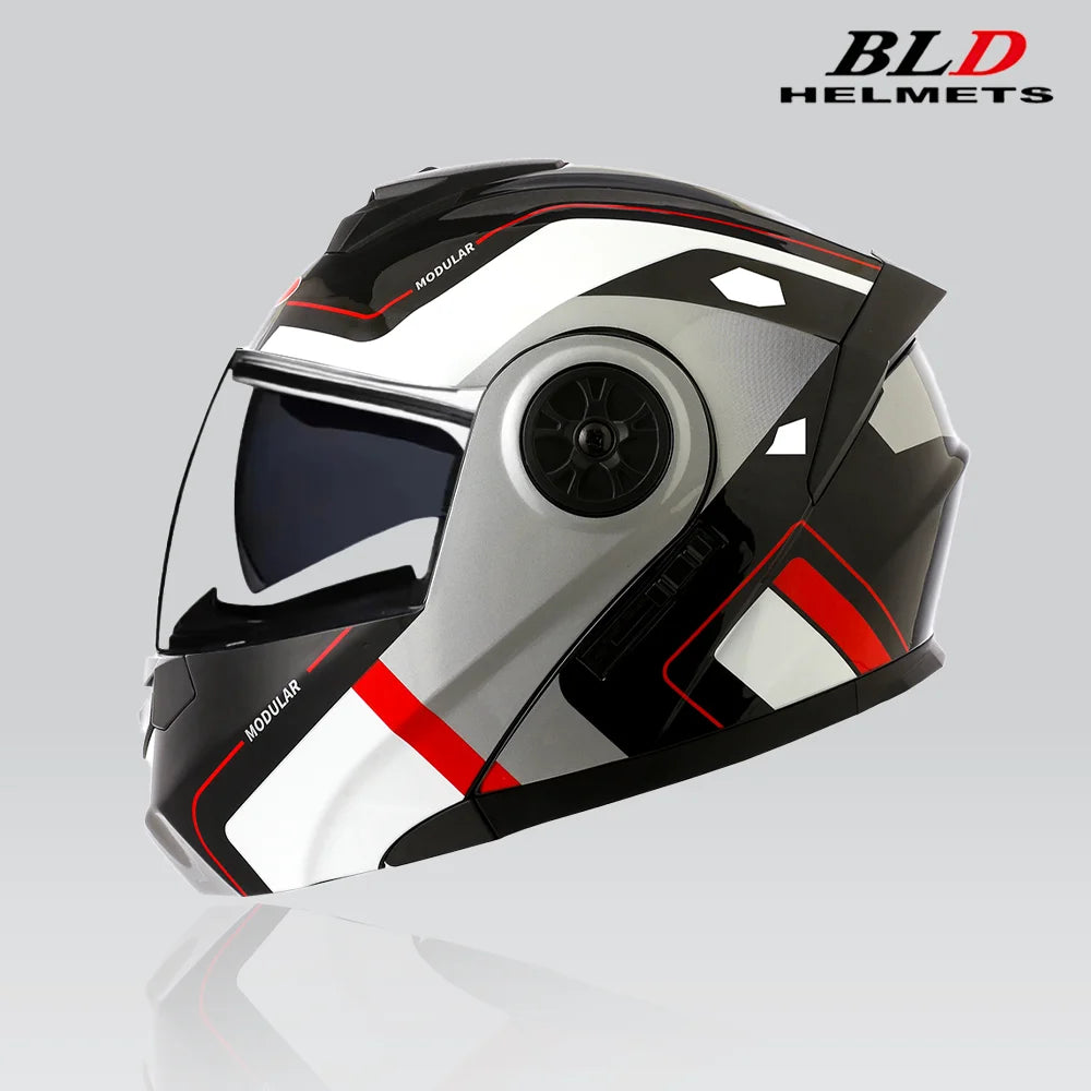 BLD New Arrival High Quality Men Women Motorcycle Racing Flip Up Helmet ABS Material Modular Dual Lens Helmet DOT Approved
