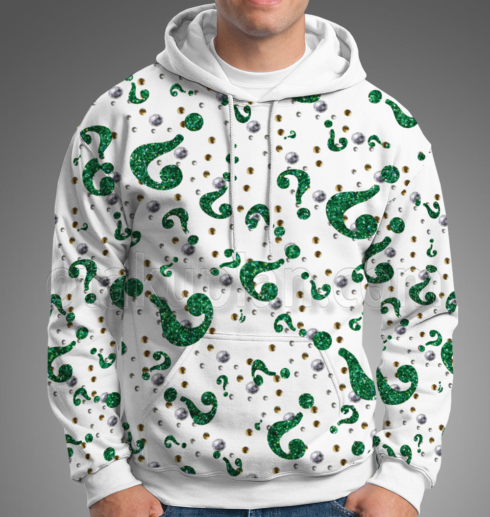 Batman Forever Riddler Rhinestone Hero Suit Cosplay Hoodie