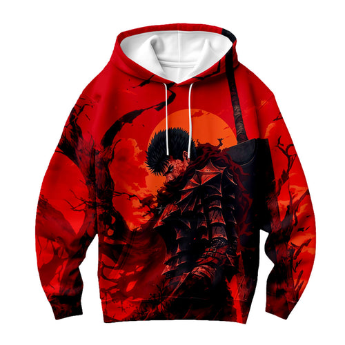 Berserk Guts Against Red Backdrop Anime Apparel