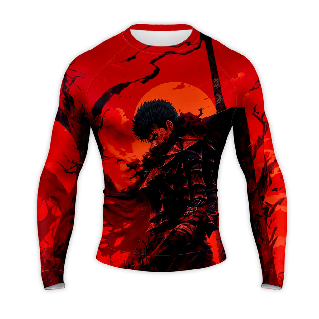 Berserk Guts Against Red Backdrop Anime Apparel