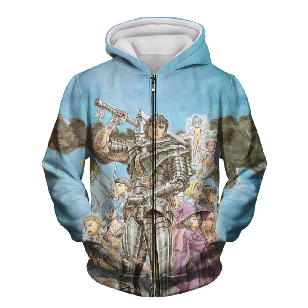 Berserk Guts Battling With Companions Anime Apparel