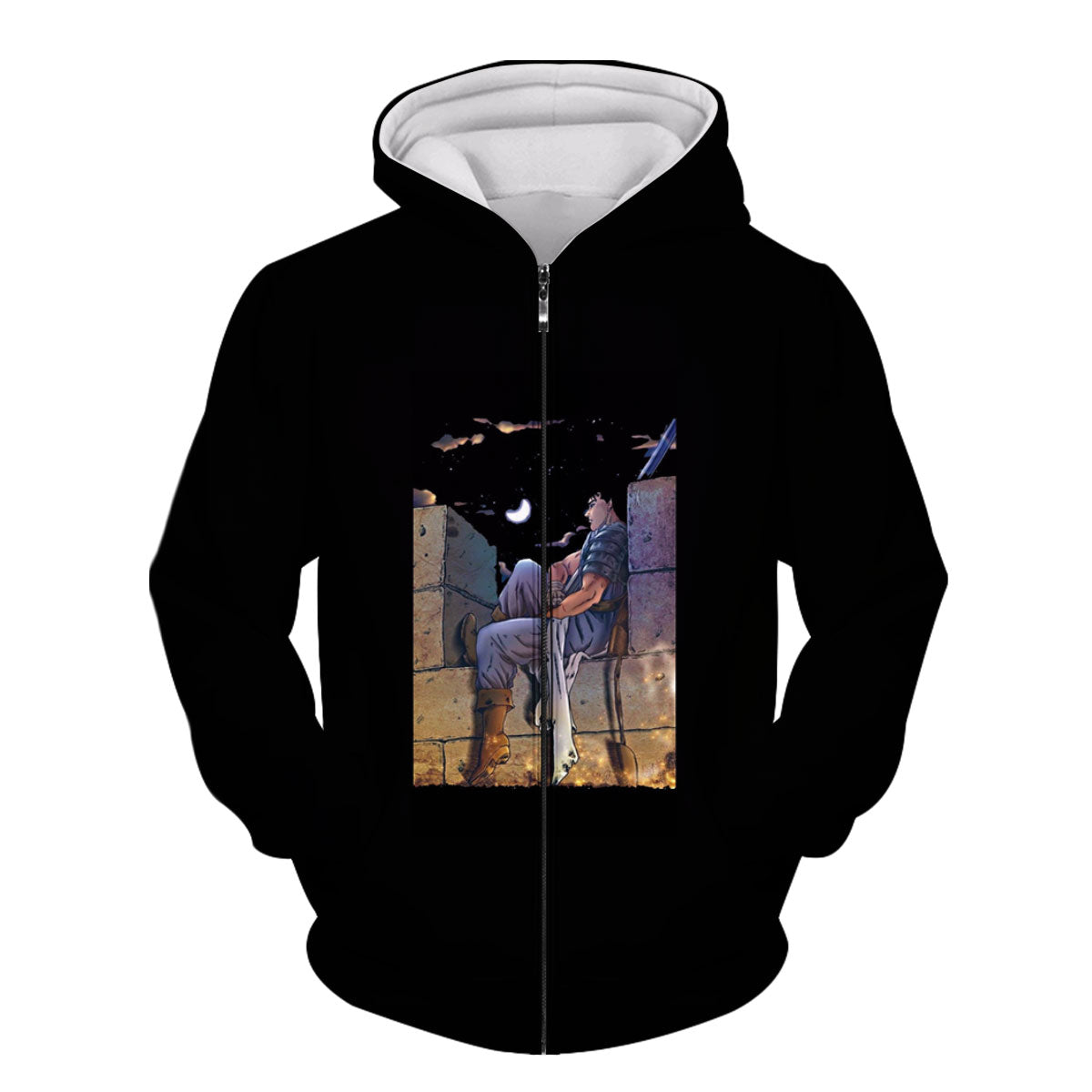 Berserk Guts Sitting On Wall Anime Apparel
