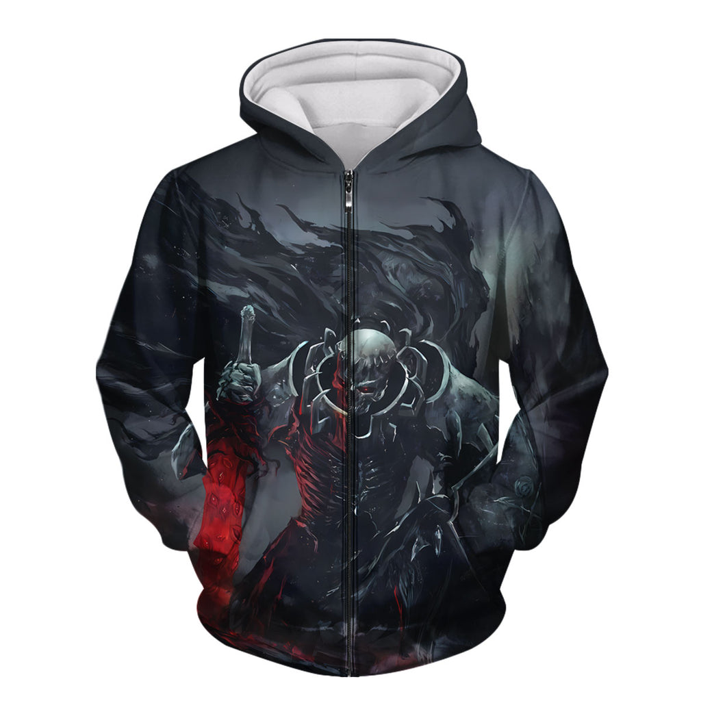 Berserker Skeleton Knight Wielding Red Sword Anime Apparel