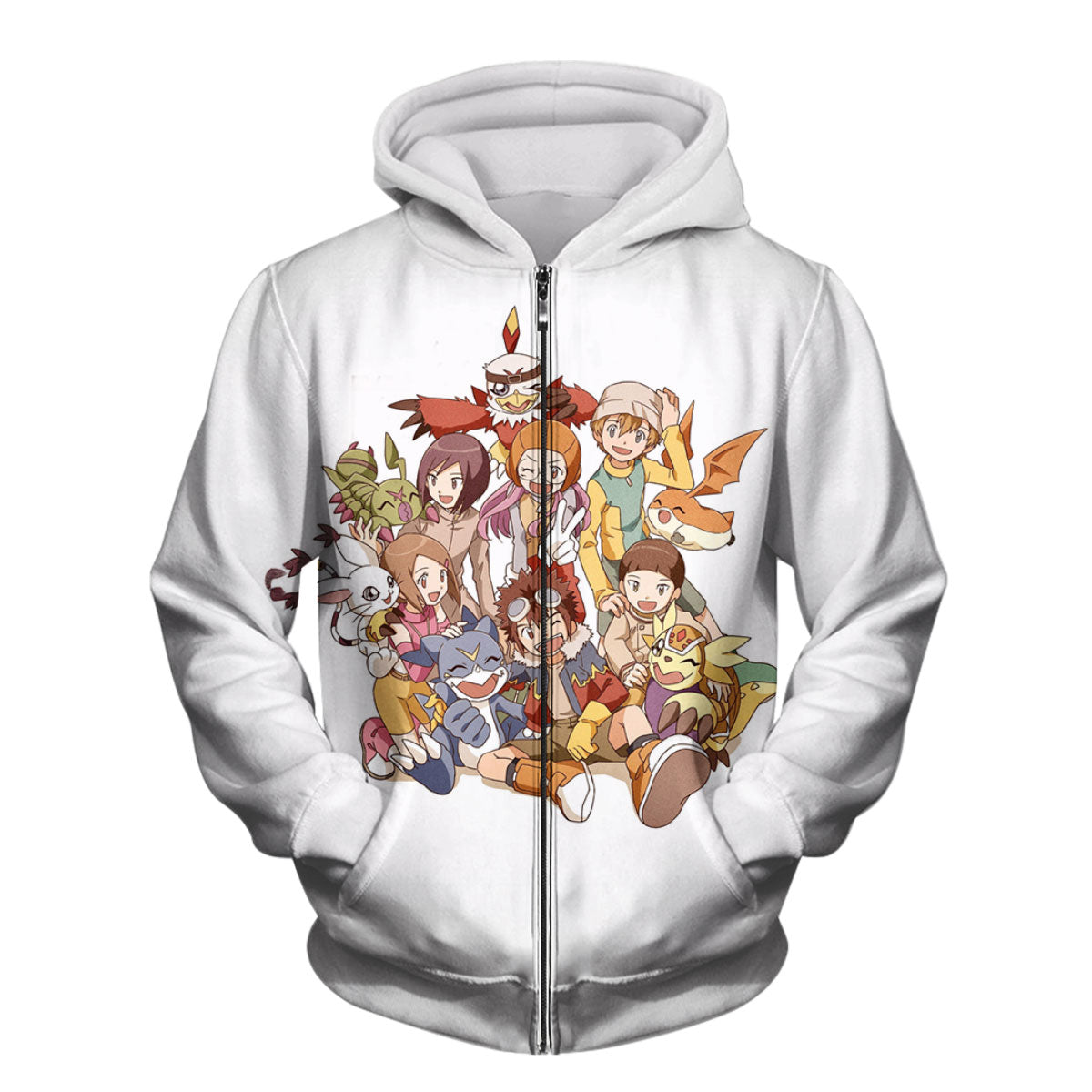 Digimon Adventure 02 Main Characters Colorful Group Photo Anime Apparel