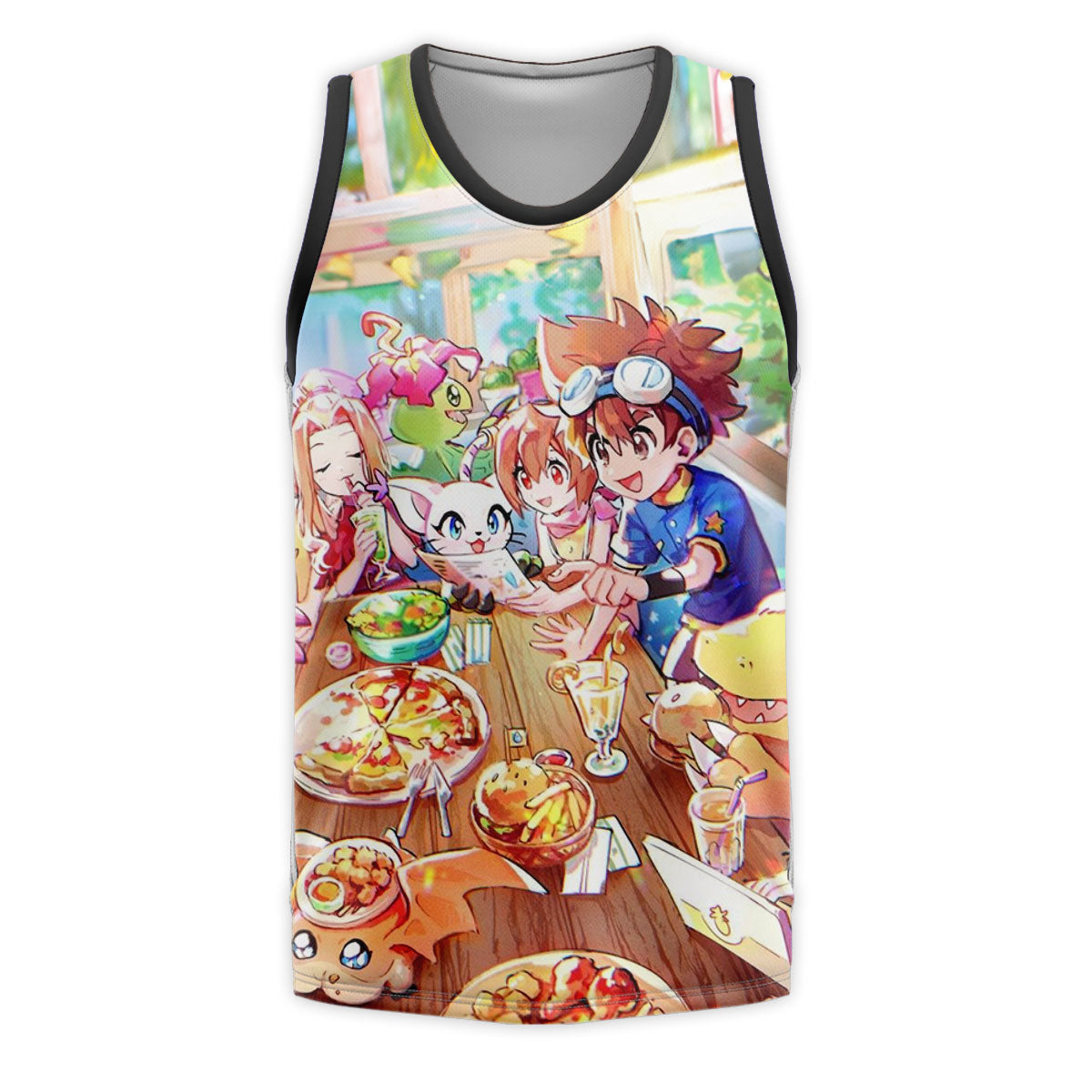 Digimon Adventure Agumon Eating Colorful Delicious Food Anime Apparel
