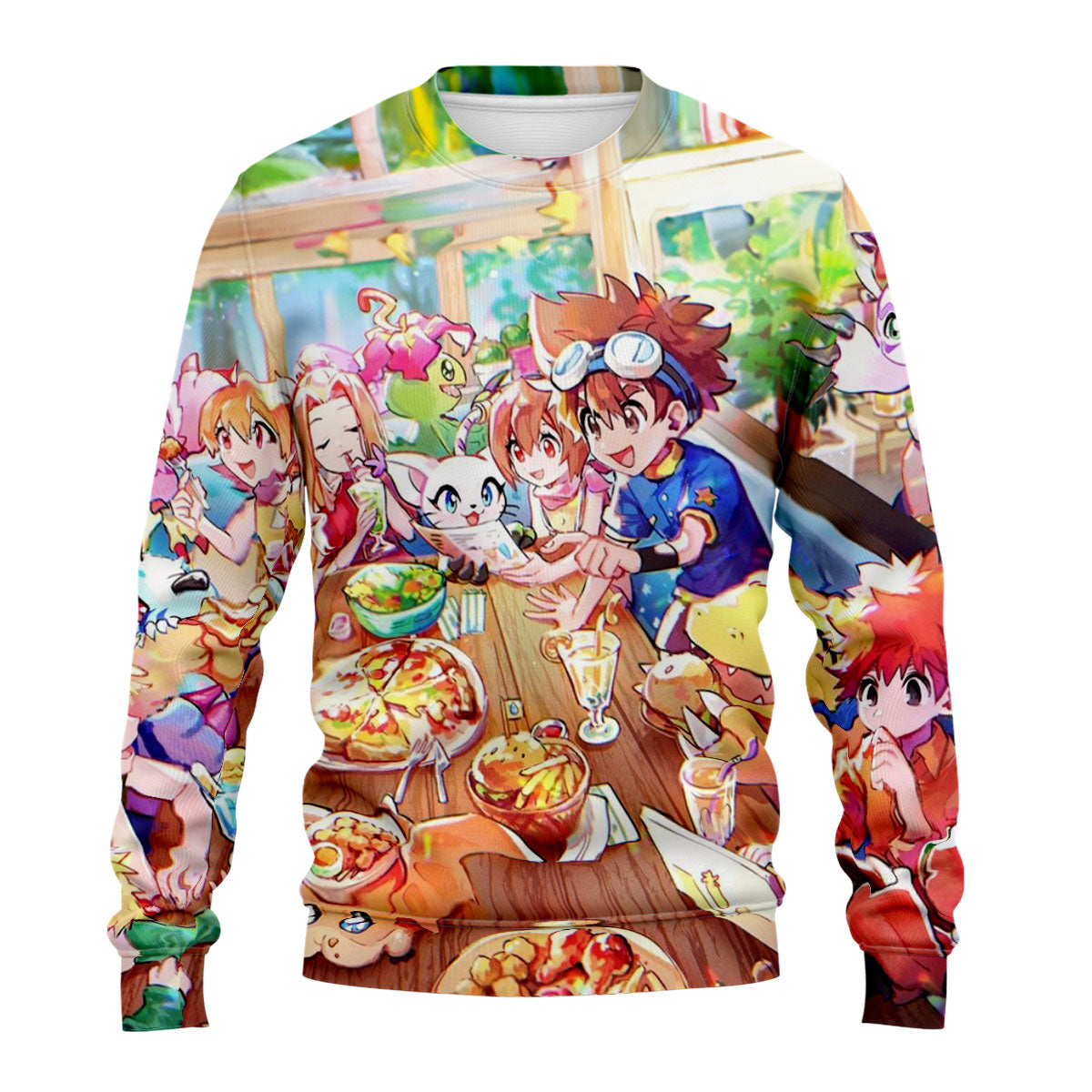 Digimon Adventure Agumon Eating Colorful Delicious Food Anime Apparel