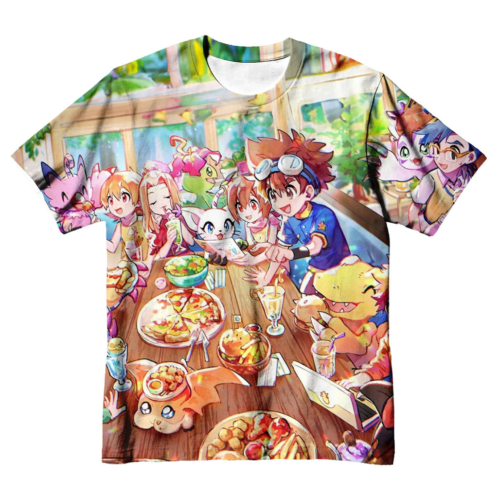 Digimon Adventure Agumon Eating Colorful Delicious Food Anime Apparel