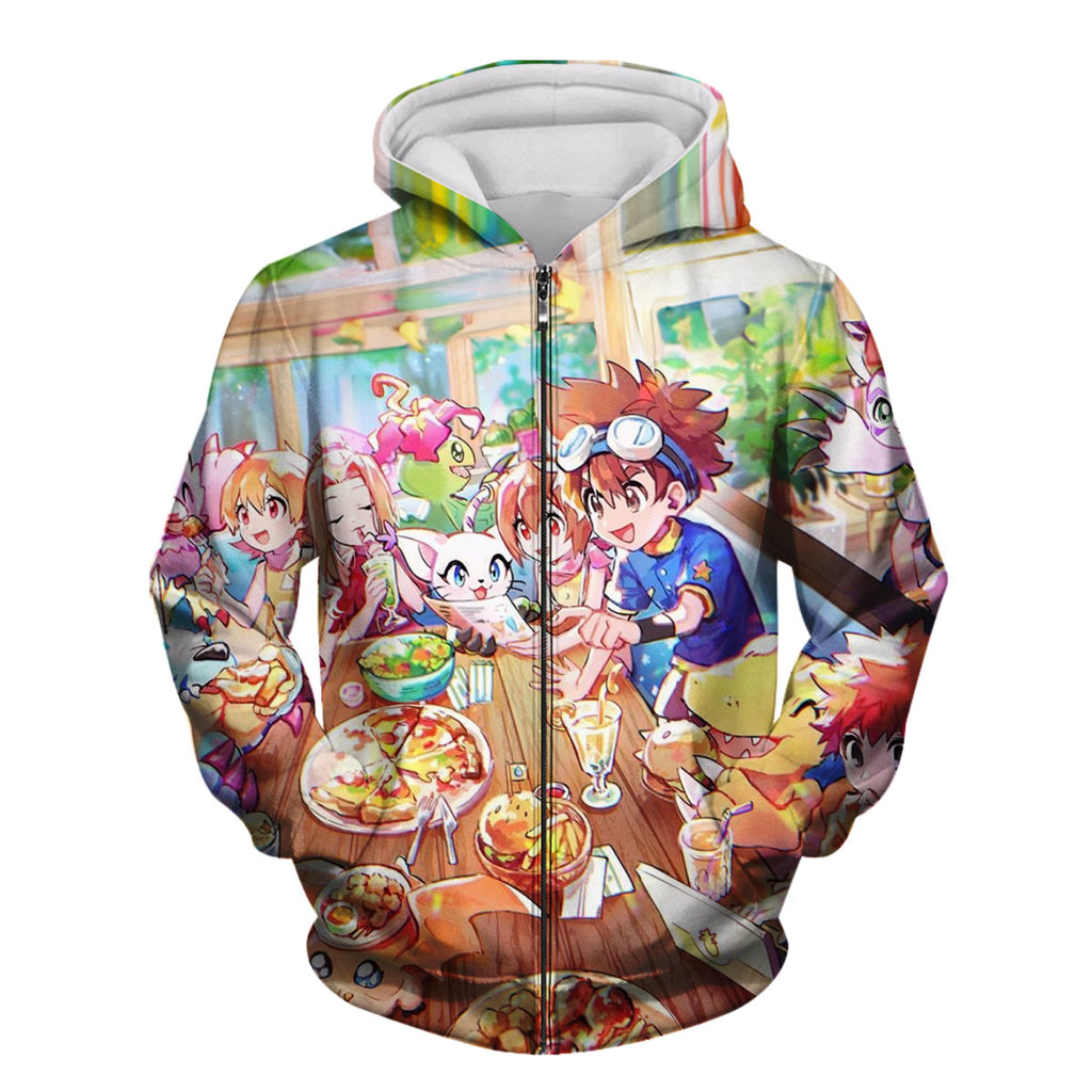 Digimon Adventure Agumon Eating Colorful Delicious Food Anime Apparel
