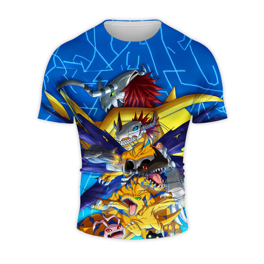 Digimon Adventure Agumon Evolution Dynamic Pose Blue Anime Apparel