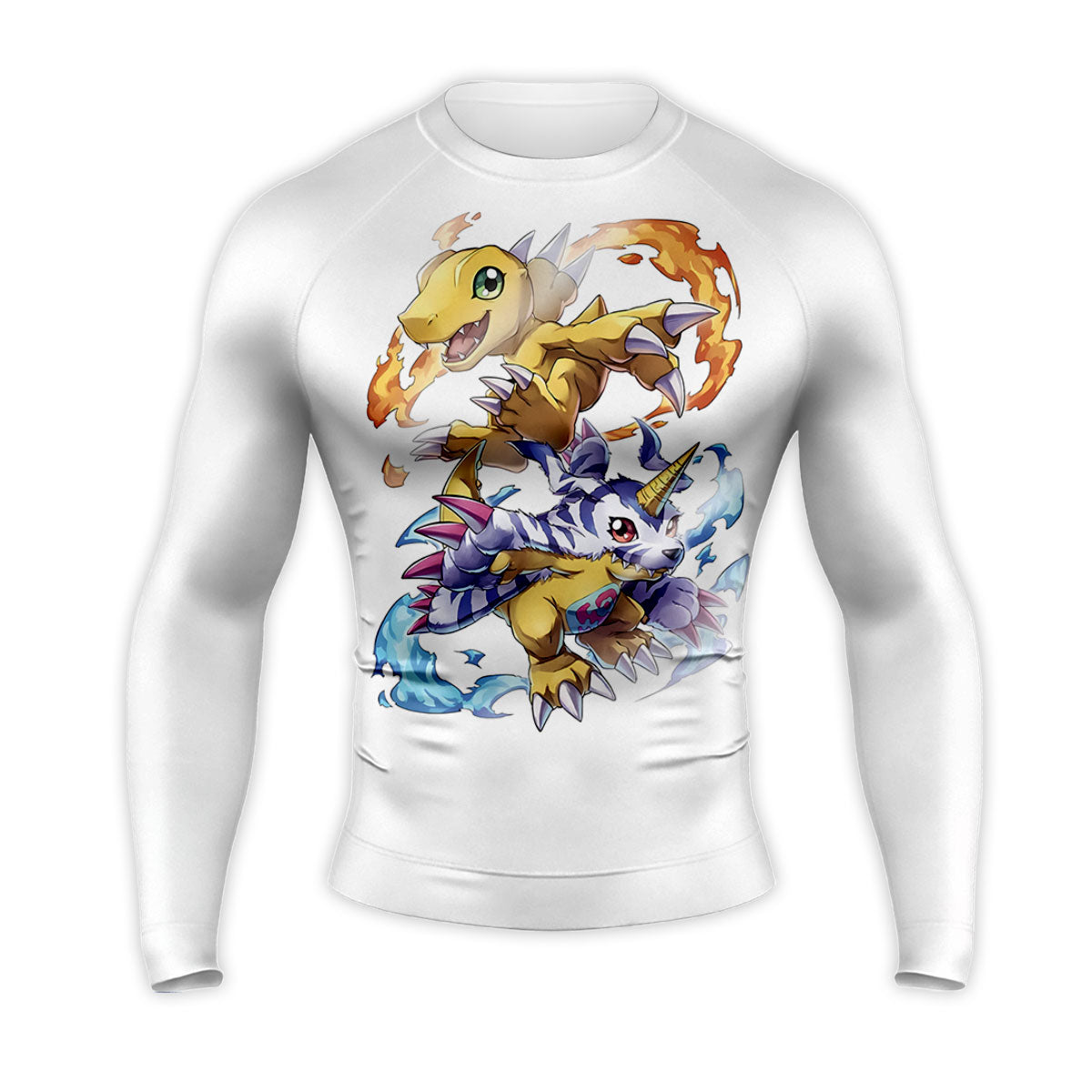 Digimon Adventure Agumon Gabumon With Flames And Waves Anime Apparel