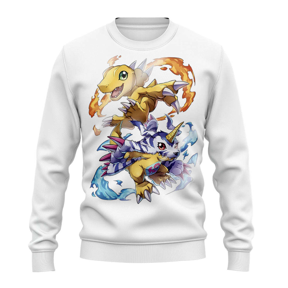 Digimon Adventure Agumon Gabumon With Flames And Waves Anime Apparel