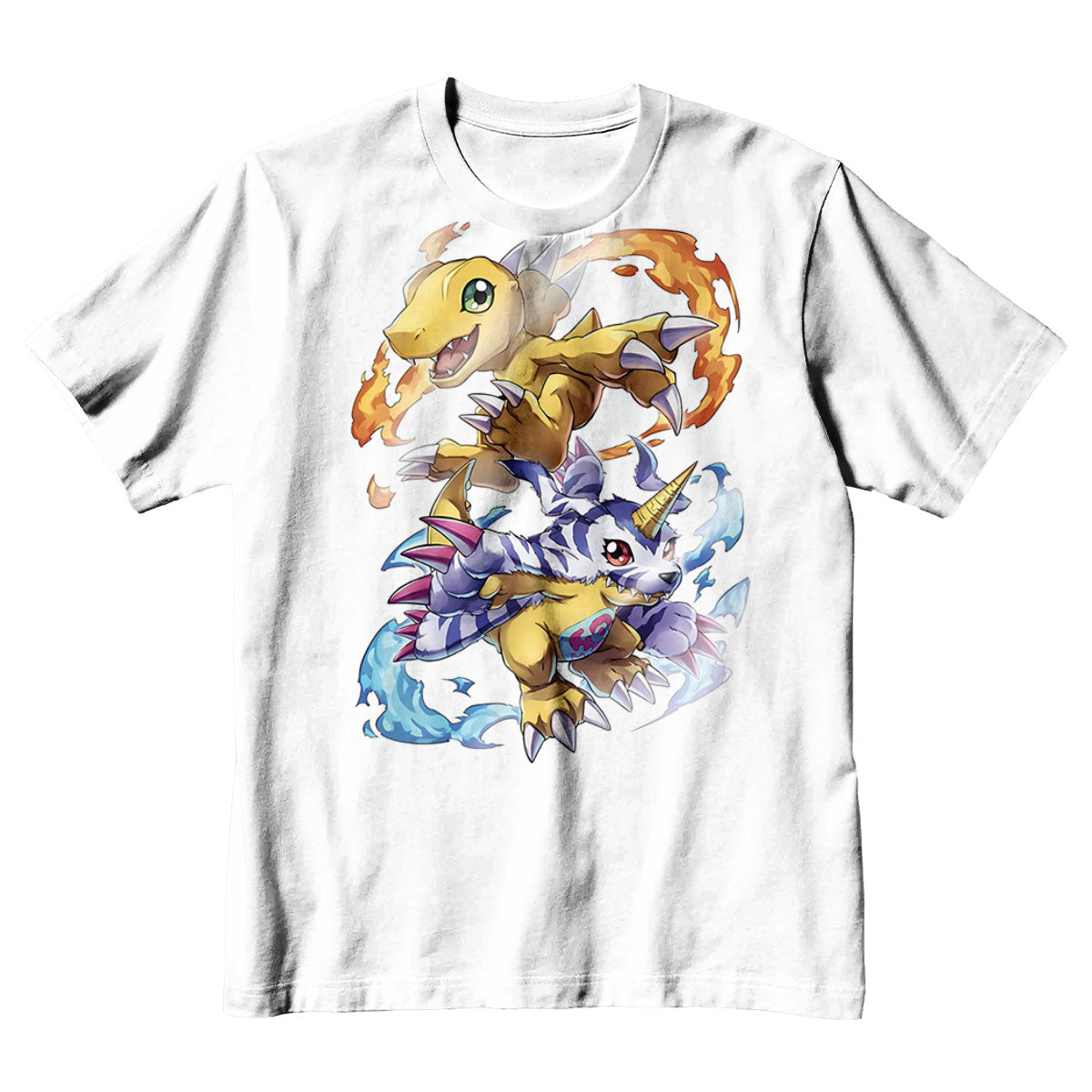 Digimon Adventure Agumon Gabumon With Flames And Waves Anime Apparel