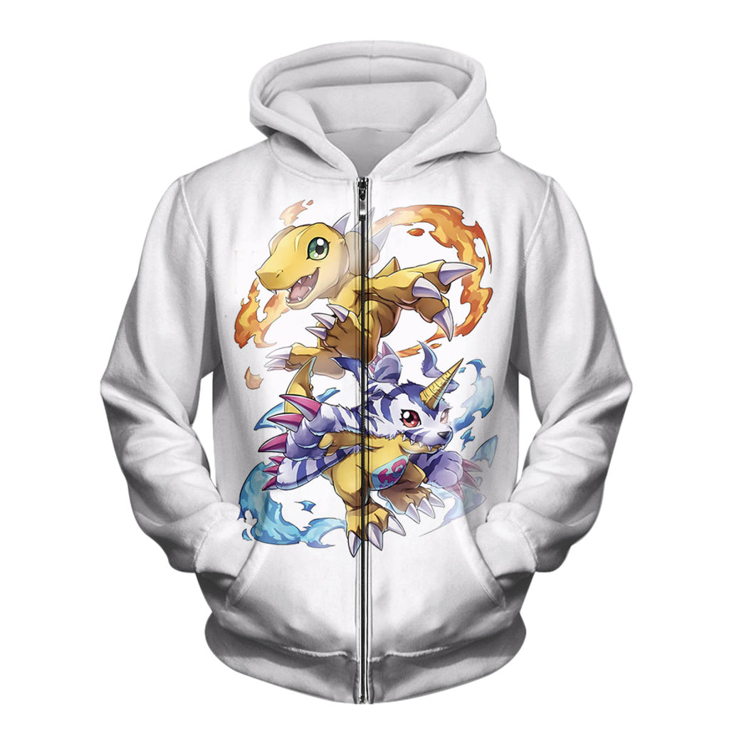 Digimon Adventure Agumon Gabumon With Flames And Waves Anime Apparel