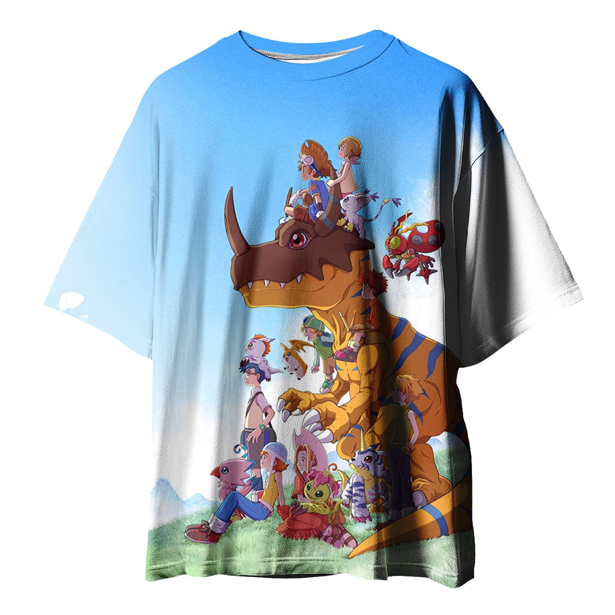 Digimon Adventure Agumon Standing In Outdoor Environment With Greenery Anime Apparel
