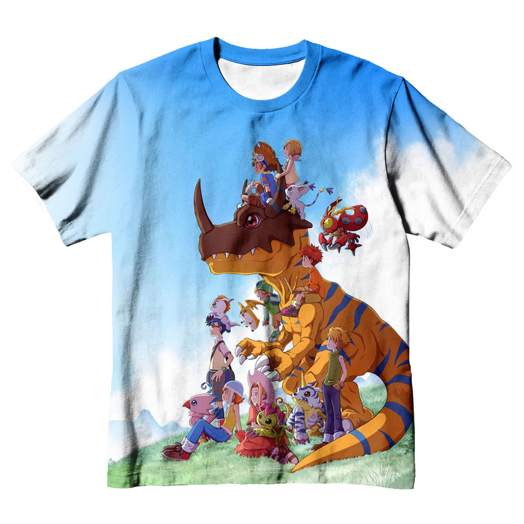 Digimon Adventure Agumon Standing In Outdoor Environment With Greenery Anime Apparel