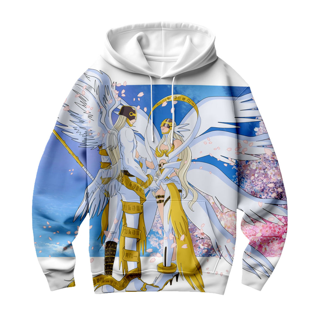 Digimon Adventure Angemon Angewomon Blue Pink White Cherry Blossoms Anime Apparel