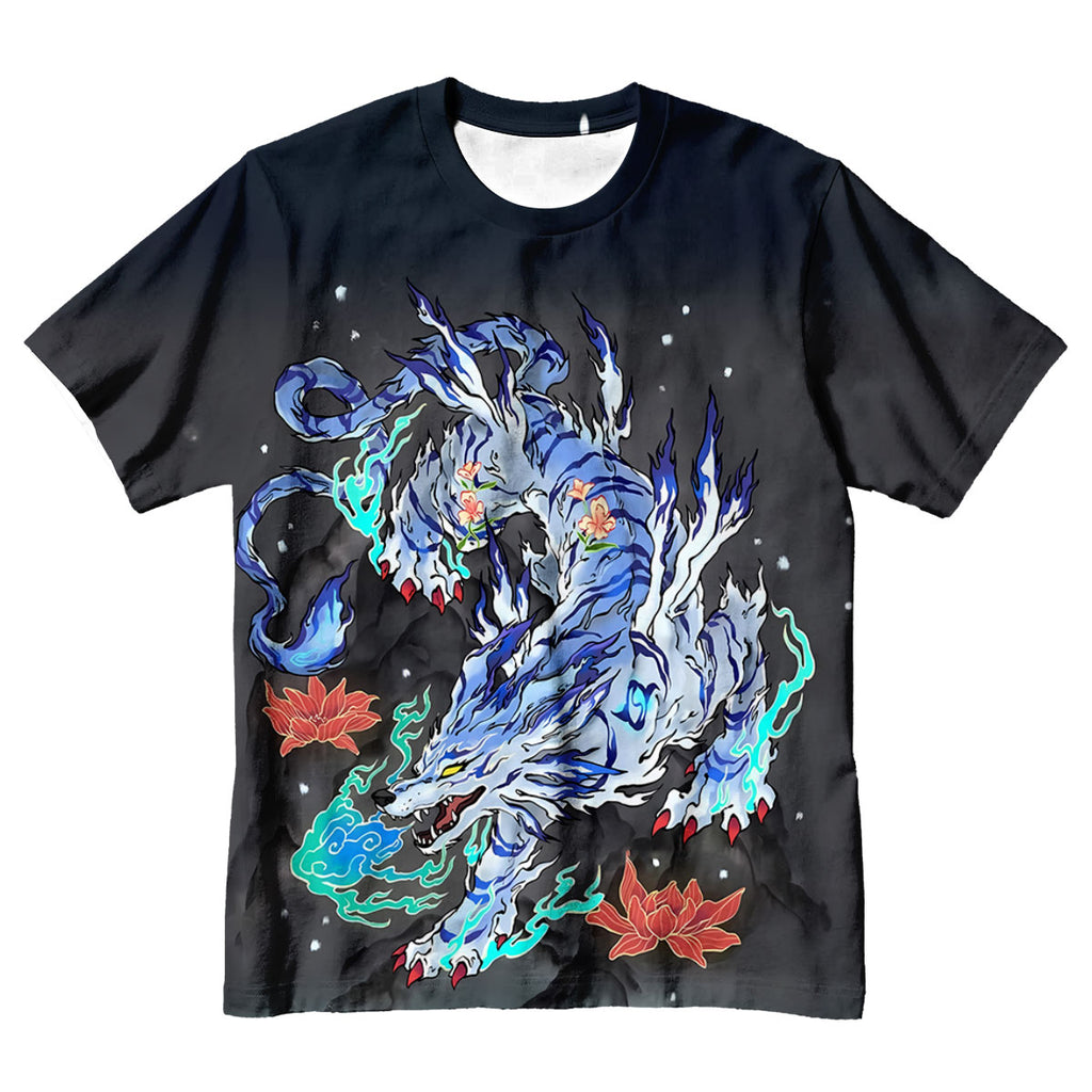 Digimon Adventure Garurumon Blue And White Mechanical Wolf Anime Apparel