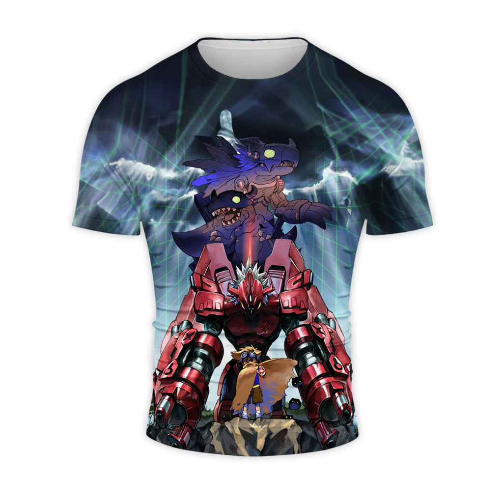 Digimon Adventure Greymon Red Agumon Standing Together Anime Apparel