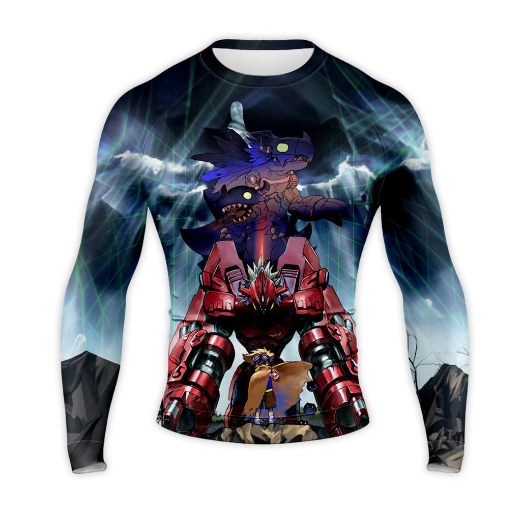 Digimon Adventure Greymon Red Agumon Standing Together Anime Apparel