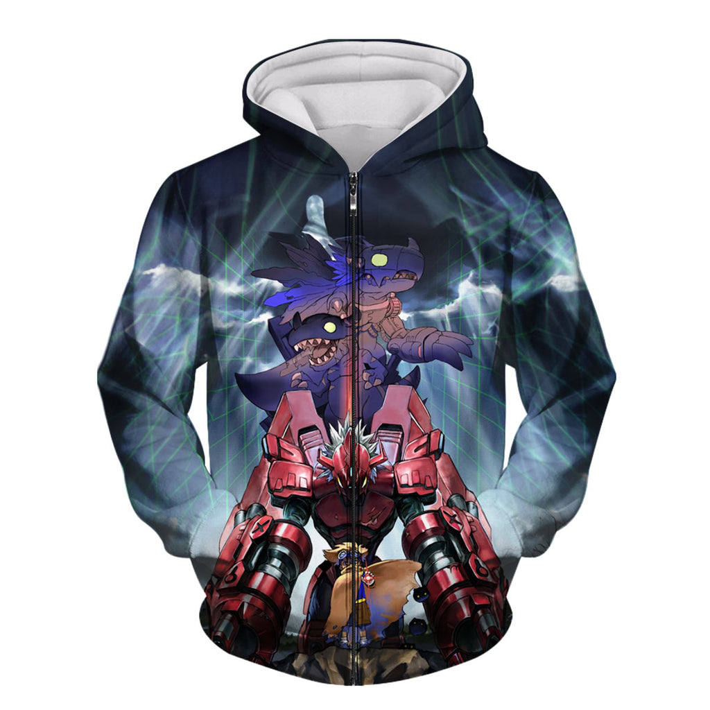 Digimon Adventure Greymon Red Agumon Standing Together Anime Apparel