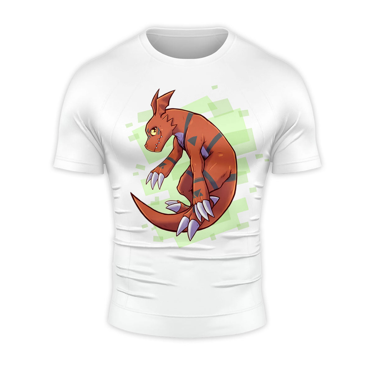 Digimon Adventure Guilmon Crouching Next To Green Cube Anime Apparel