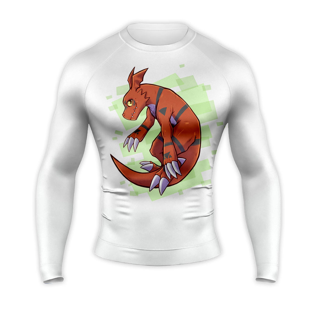 Digimon Adventure Guilmon Crouching Next To Green Cube Anime Apparel