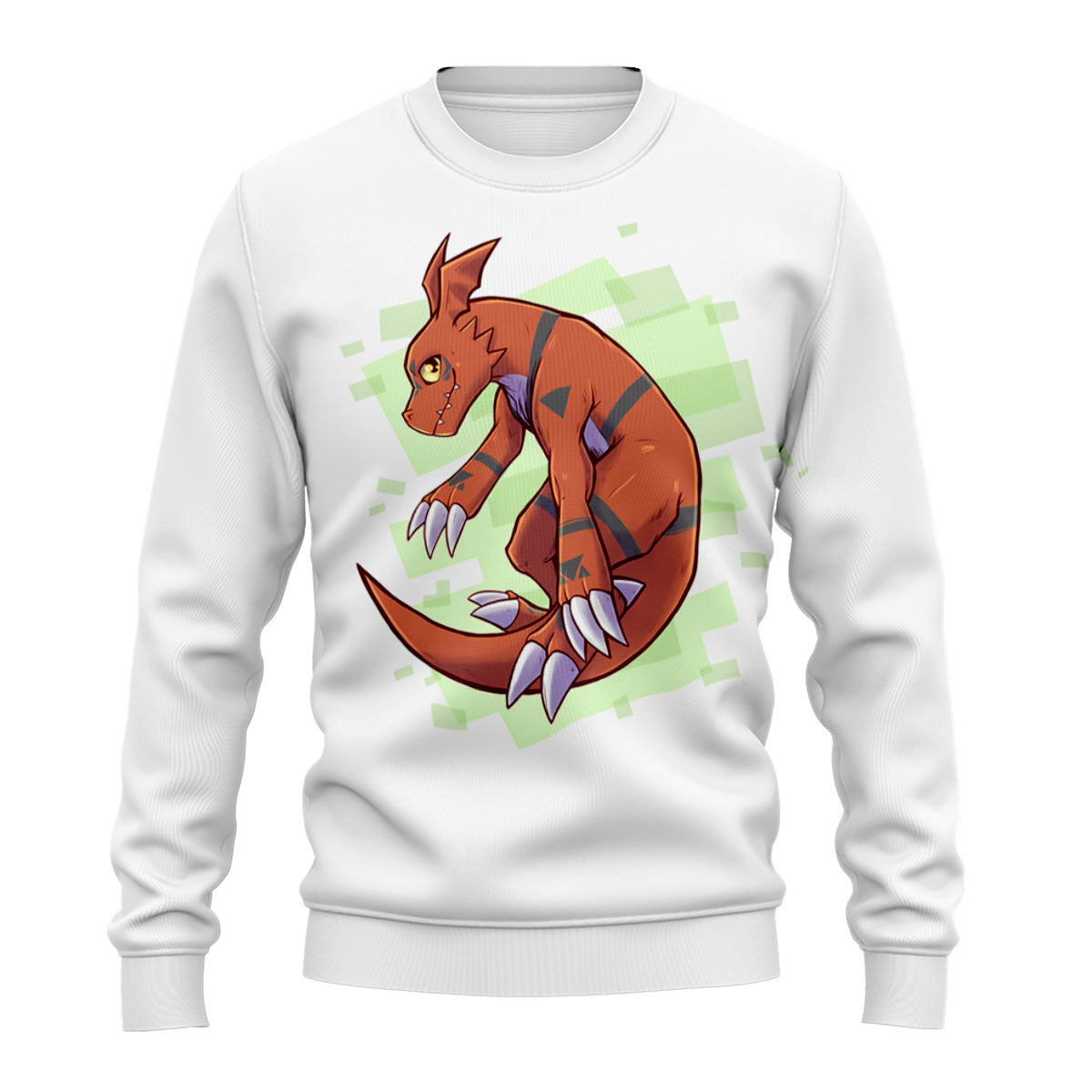 Digimon Adventure Guilmon Crouching Next To Green Cube Anime Apparel