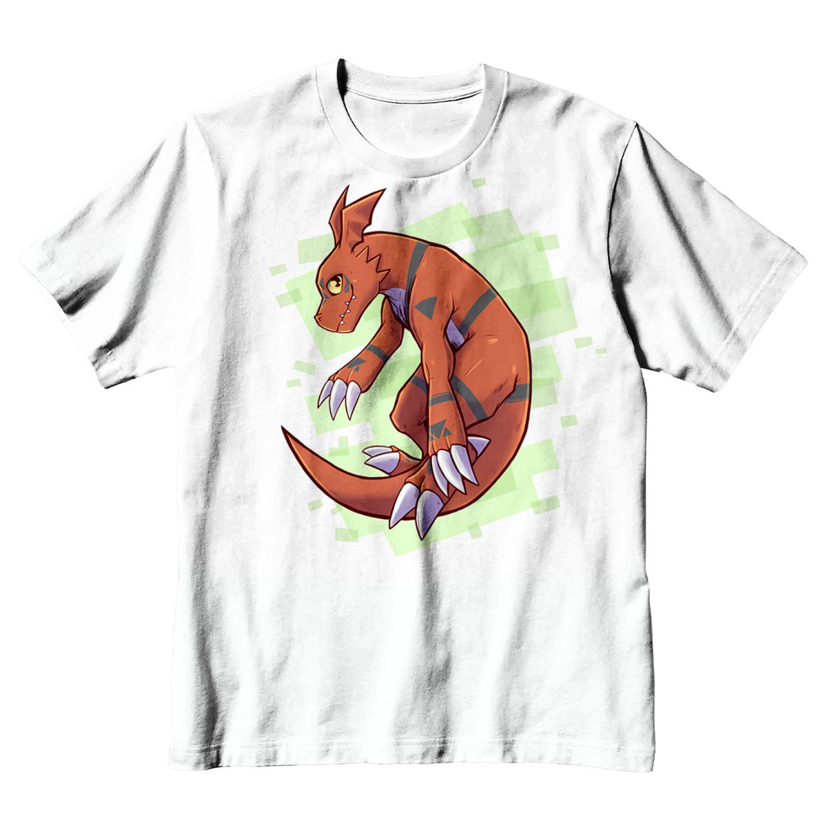 Digimon Adventure Guilmon Crouching Next To Green Cube Anime Apparel