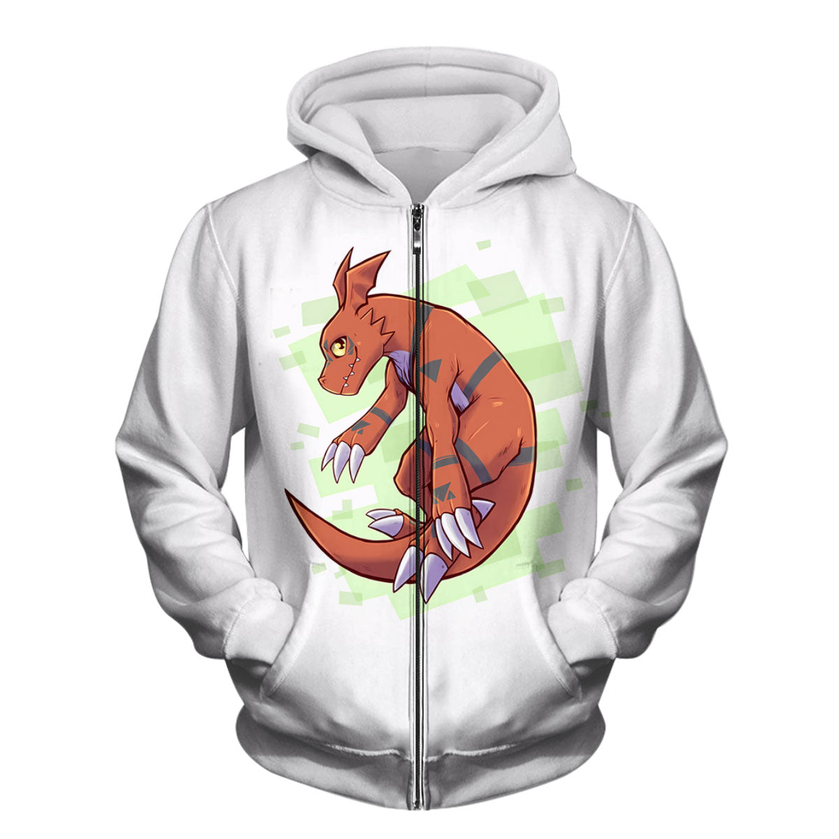 Digimon Adventure Guilmon Crouching Next To Green Cube Anime Apparel