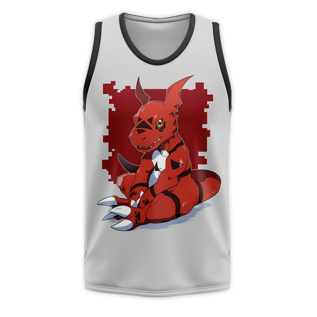 Digimon Adventure Guilmon Sitting In Red And White Color Anime Apparel