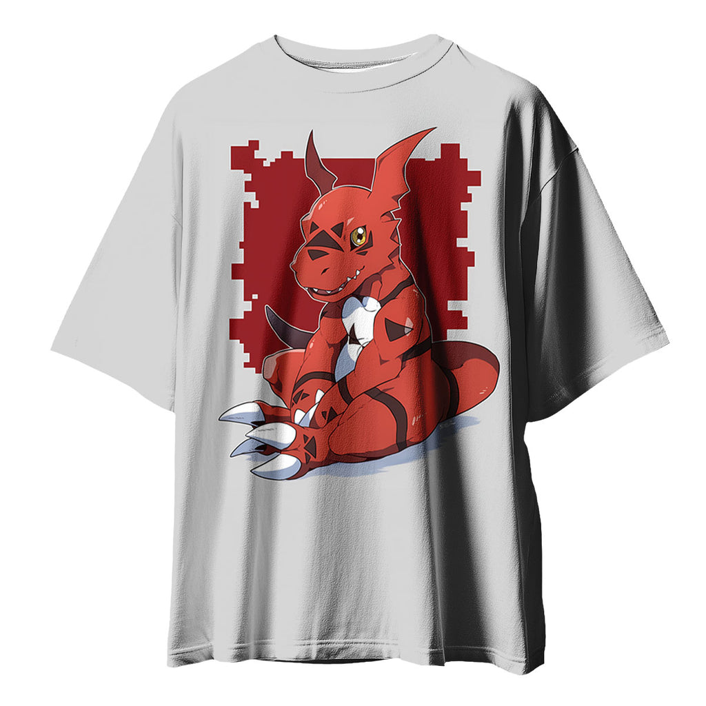 Digimon Adventure Guilmon Sitting In Red And White Color Anime Apparel