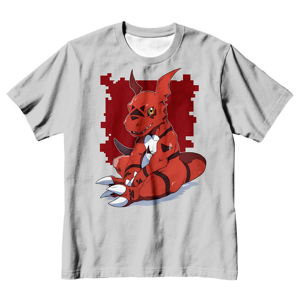 Digimon Adventure Guilmon Sitting In Red And White Color Anime Apparel