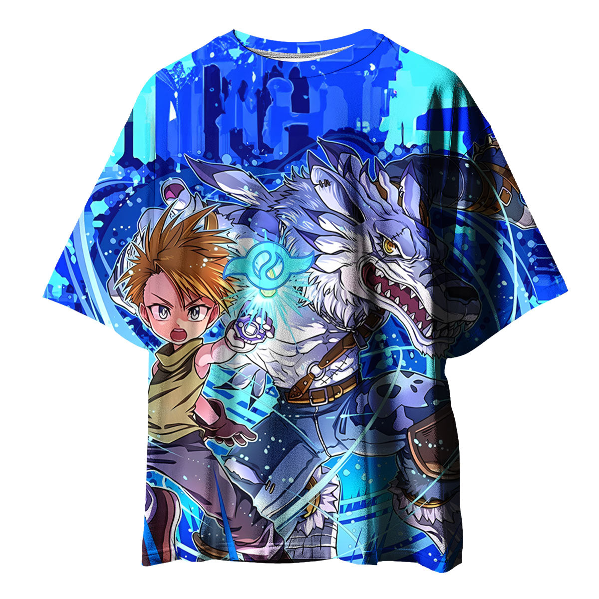 Digimon Adventure Ishida Yamato Gabumon Blue Energetic Anime Apparel
