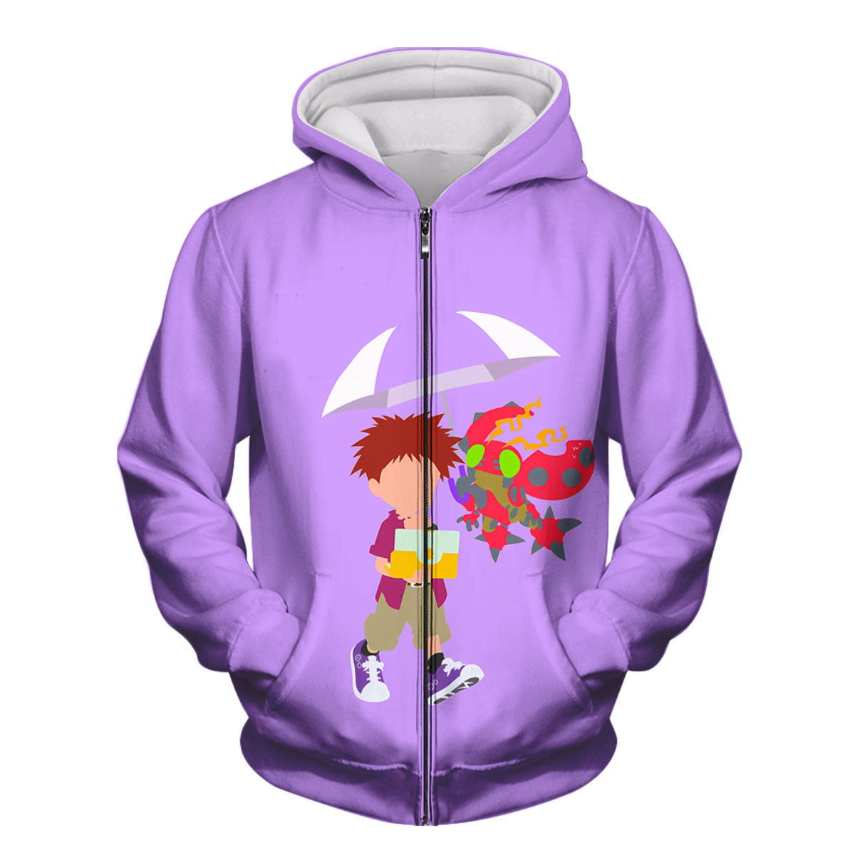 Digimon Adventure Izumi Koushirou Tentomon Holding Purple Umbrella Anime Apparel