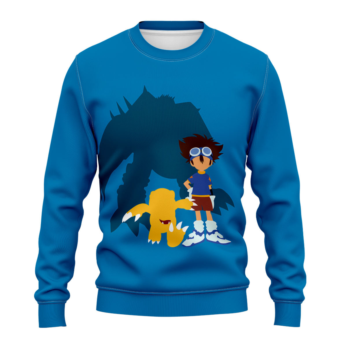 Digimon Adventure Taichi Agumon Wargreymon Blue Silhouette Anime Apparel