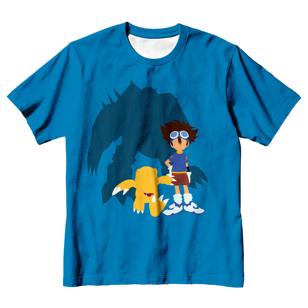 Digimon Adventure Taichi Agumon Wargreymon Blue Silhouette Anime Apparel