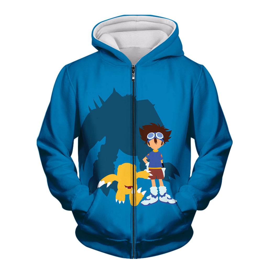 Digimon Adventure Taichi Agumon Wargreymon Blue Silhouette Anime Apparel