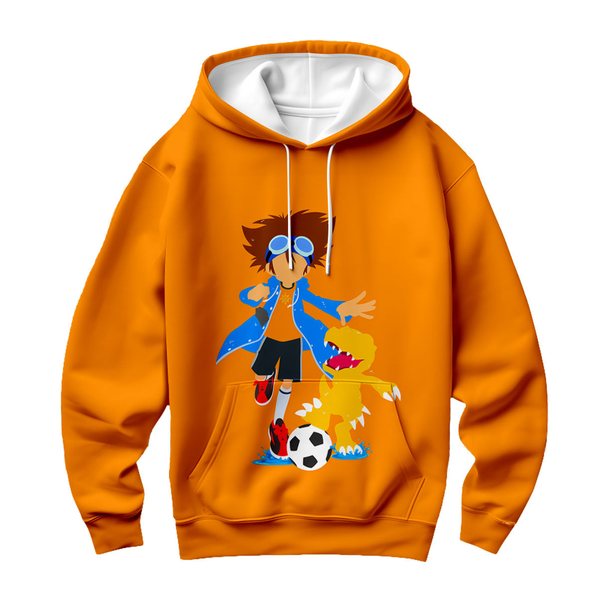 Digimon Adventure Taichi And Agumon Playing Soccer Orange Anime Apparel