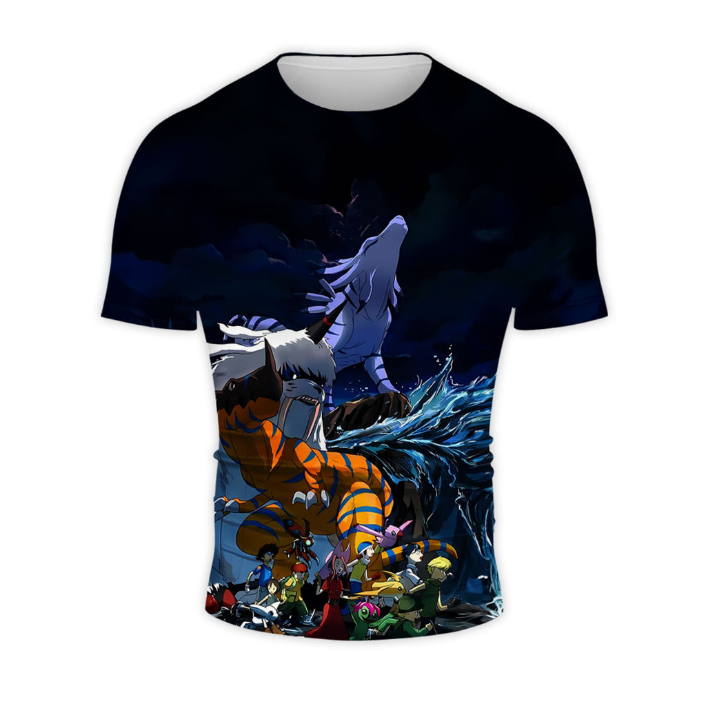 Digimon Adventure Team Standing In Blue Waves Anime Apparel