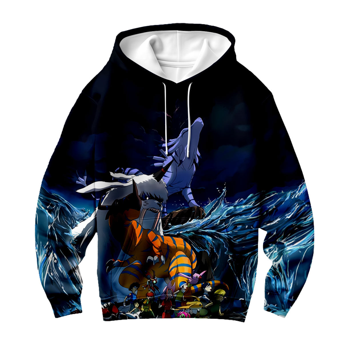 Digimon Adventure Team Standing In Blue Waves Anime Apparel