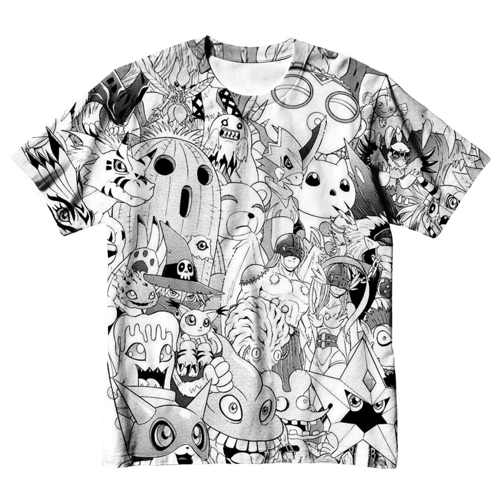 Digimon Adventure Various Digimon Black White Anime Apparel