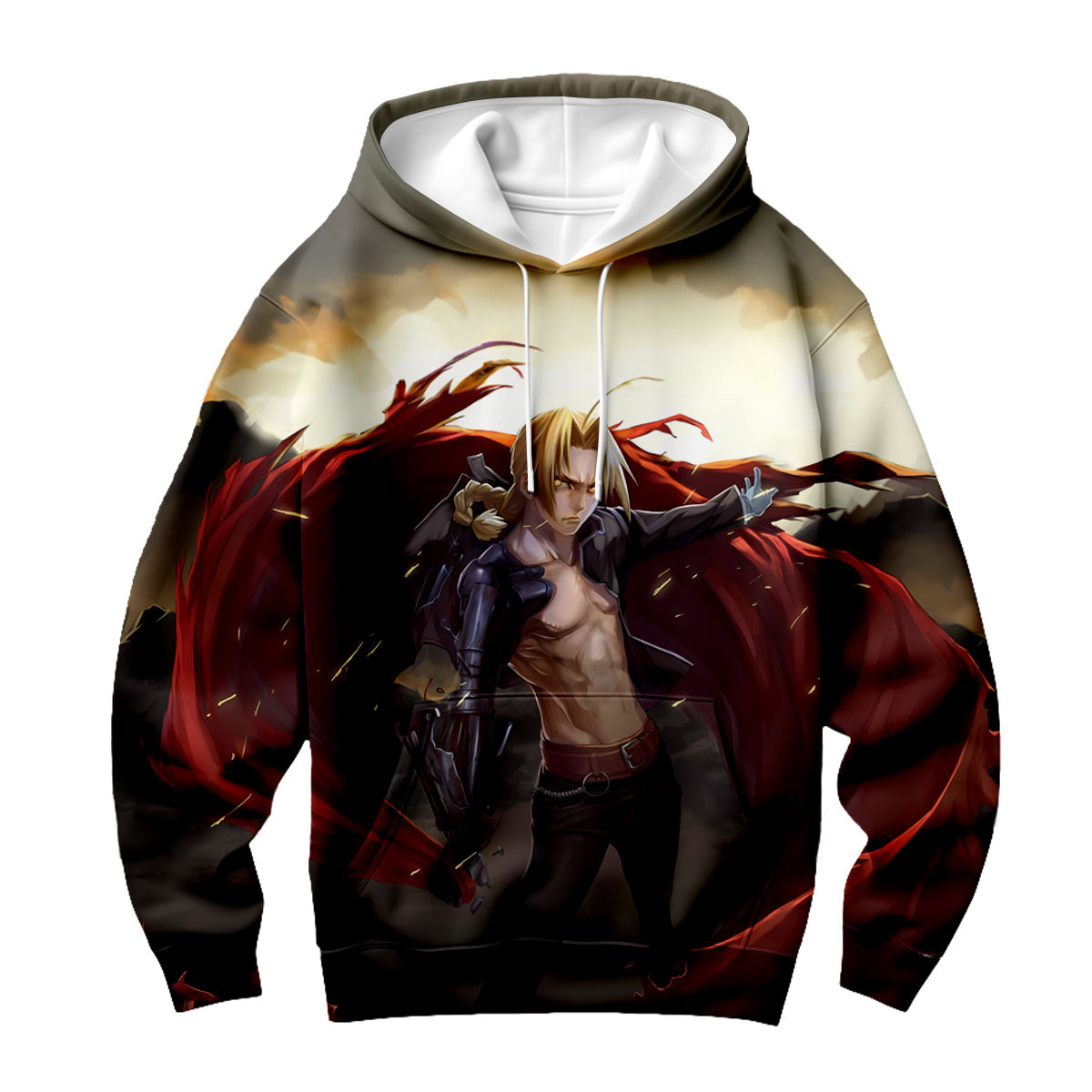Fullmetal Alchemist Edward Elric Tattered Red Cloak Anime Apparel