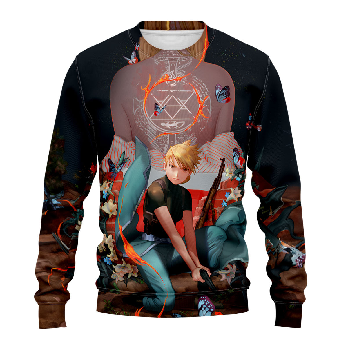 Fullmetal Alchemist Riza Hawkeye Kneeling Gun Tattoo Anime Apparel