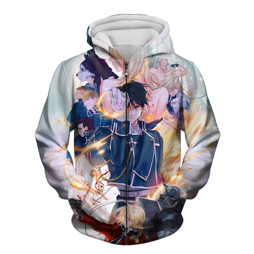 Fullmetal Alchemist Roy Mustang Surrounded By Allies Anime Apparel