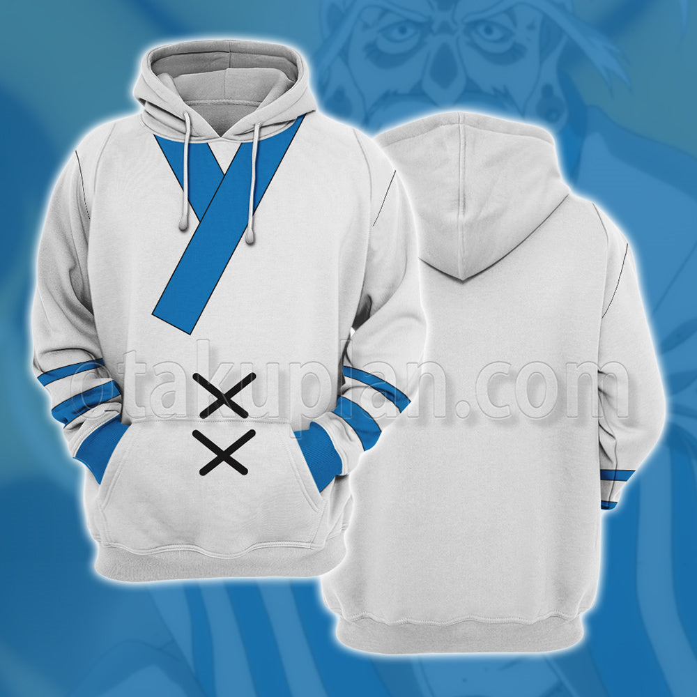 Hunter Hunter Aizakku Netero White Blue Taoist Robe Cosplay Hoodie