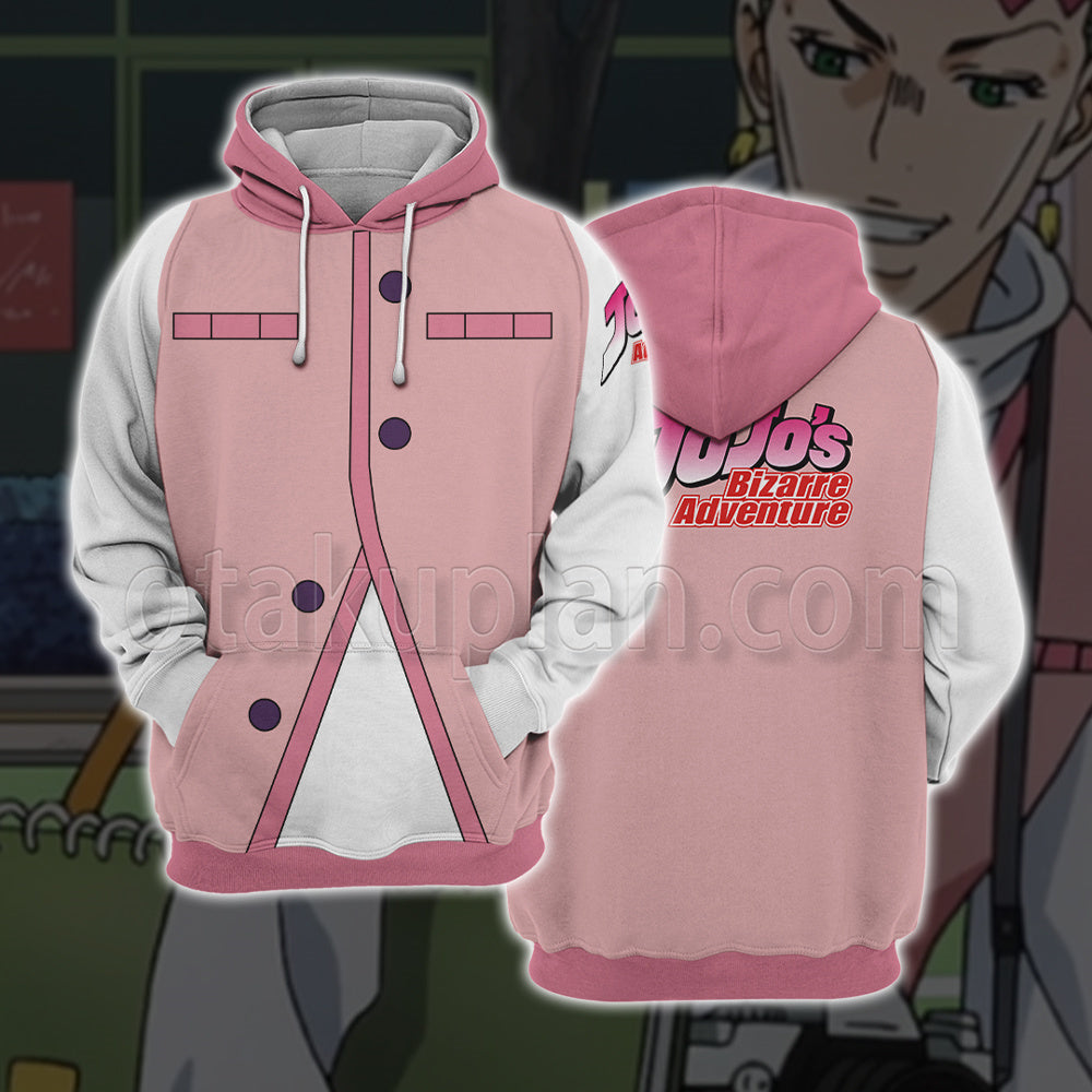 Anime Unbreakble Diamond Rohan Kishibe Pink Cosplay Hoodie