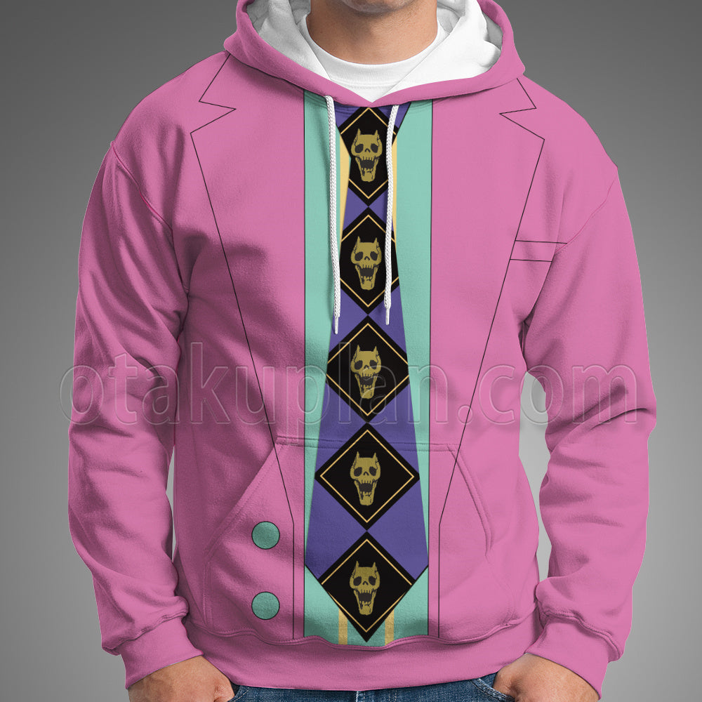 Anime Yoshikage Kira Pink Cosplay Hoodie