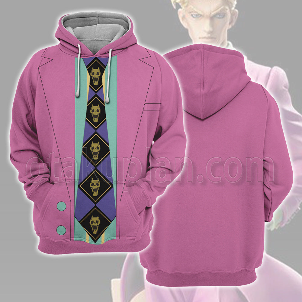 Anime Yoshikage Kira Pink Cosplay Hoodie
