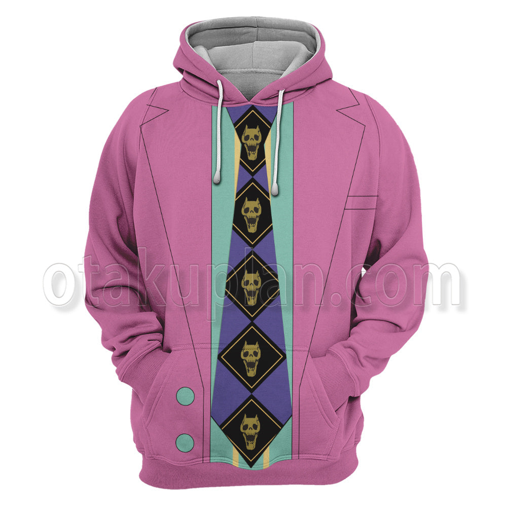 Anime Yoshikage Kira Pink Cosplay Hoodie